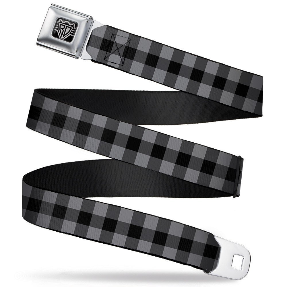 5179 Seatbelt Belt - Buffalo Plaid Black/Gray - 1.0" Wide - 20-36 Inches in